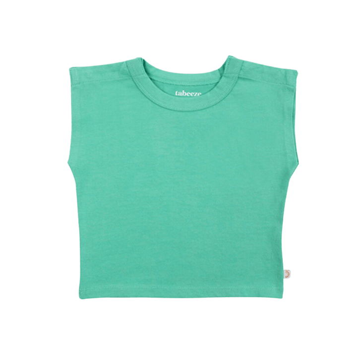 Snappy Tee in vibrant green, designed for easy dressing for babies and toddlers with quick-snap shoulder snaps.
