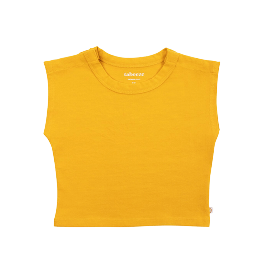 Snappy Tee in vibrant yellow, designed for easy dressing with patented shoulder snaps for toddlers and babies.