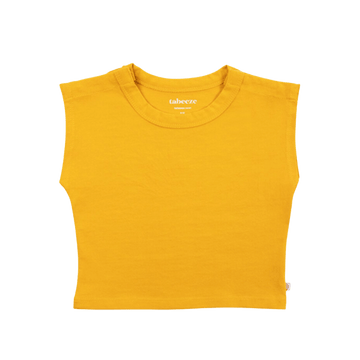 Snappy Tee in vibrant yellow, designed for easy dressing with patented shoulder snaps for toddlers and babies.